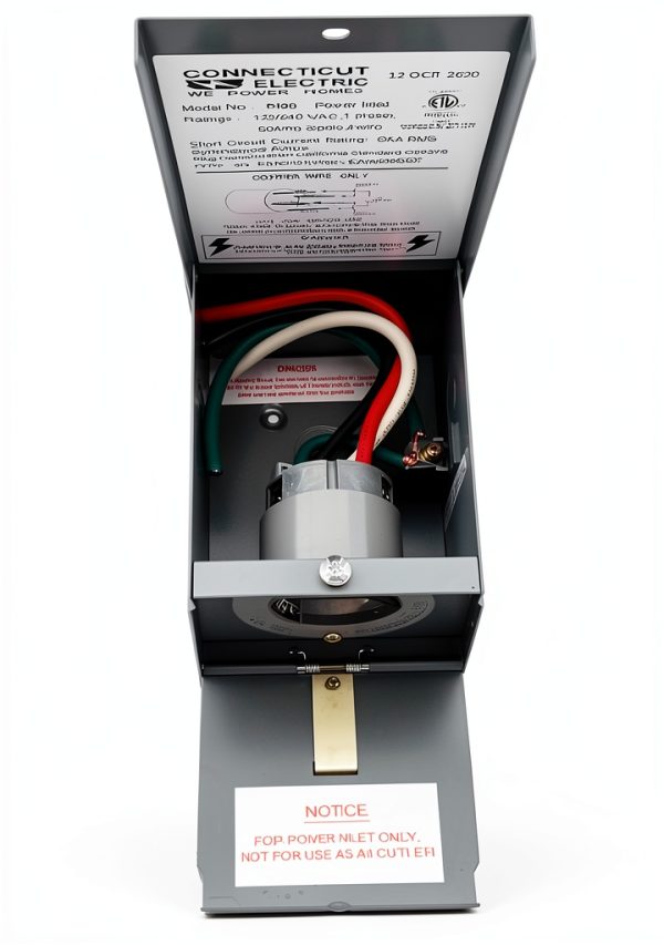 Connecticut Electric 50-Amp Generator Inlet Box Gray Alloy Steel 12kW-2