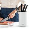 OOU Universal Knife Block Holder - Round Kitchen Knife Storage Unique Slot Design to Protect Blades, Space Saver Knife Organizer Detachable for Easy Cleaning, White-3