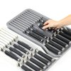 Knife Holder Mulikeer Drawer Organizer Holds 11 Knives Gray-6