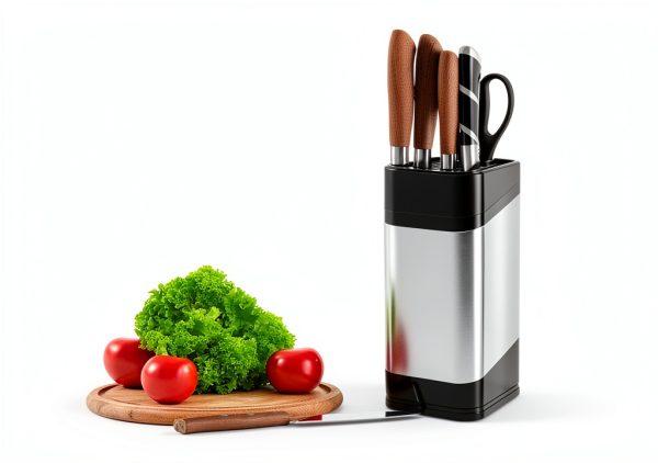 RedCall Kitchen Knife Holder,Stainless Steel Universal Knife Block for Kitchen Counter,Space-Saving Knife Storage Organizer Countertop,Knife Block Holder without Knives (Black)-1