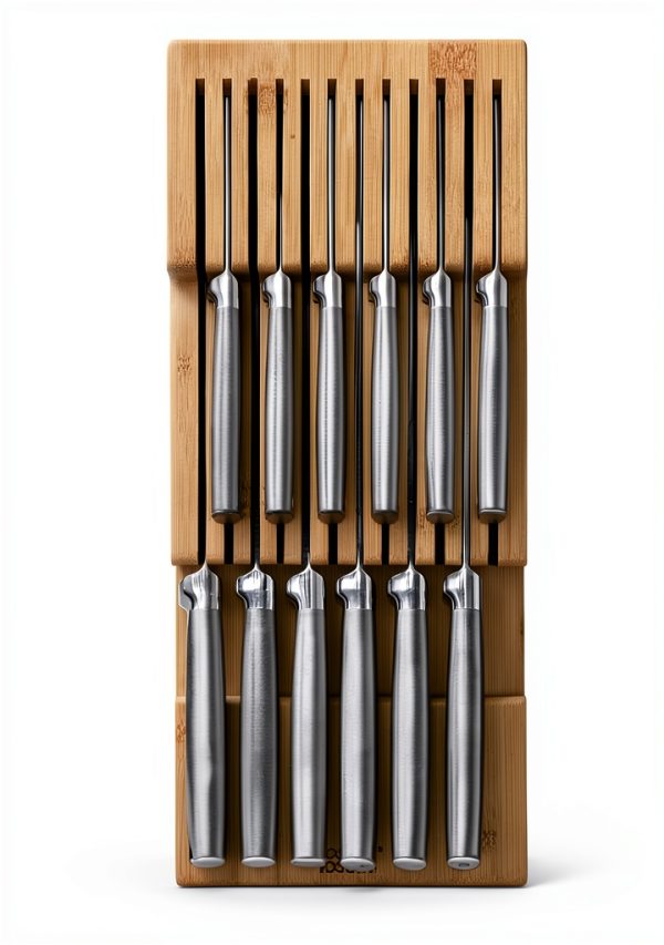 DrawerStore Knife Organizer Joseph – Bamboo 2‑Tier for 12+ Knives-2