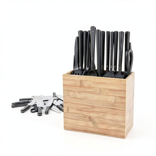 XXL Detachable Knife Block TREELLA Bamboo Wood Holder with Scissor-6