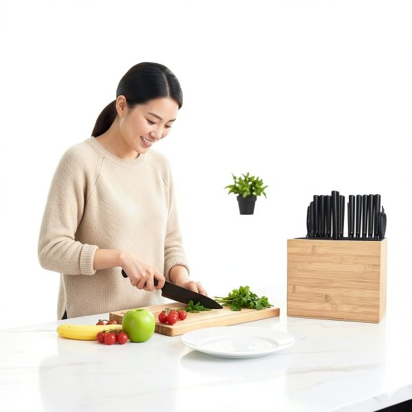 XXL Detachable Knife Block TREELLA Bamboo Wood Holder with Scissor-8