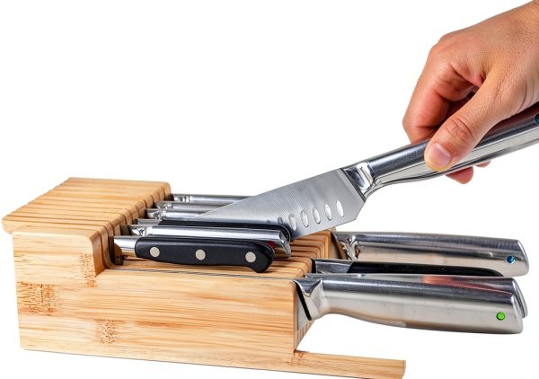 DrawerStore Knife Organizer Joseph – Bamboo 2‑Tier for 12+ Knives-4