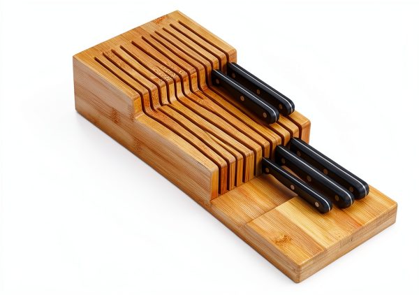 DrawerStore Knife Organizer Joseph – Bamboo 2‑Tier for 12+ Knives-3