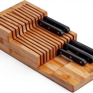 DrawerStore Knife Organizer Joseph – Bamboo 2‑Tier for 12+ Knives-0