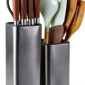 RedCall Kitchen Knife Holder Stainless Steel Counter Block Silver-0