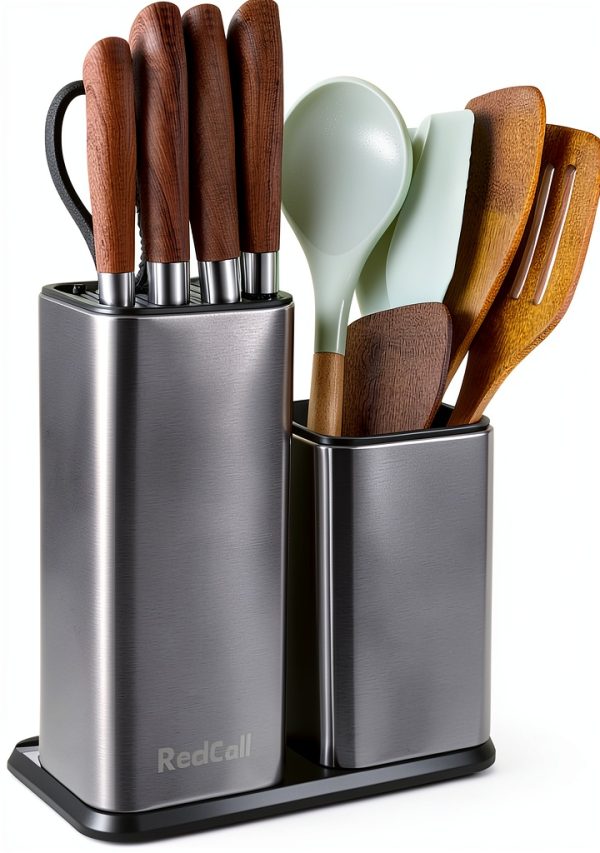 RedCall Kitchen Knife Holder Stainless Steel Counter Block Silver-0
