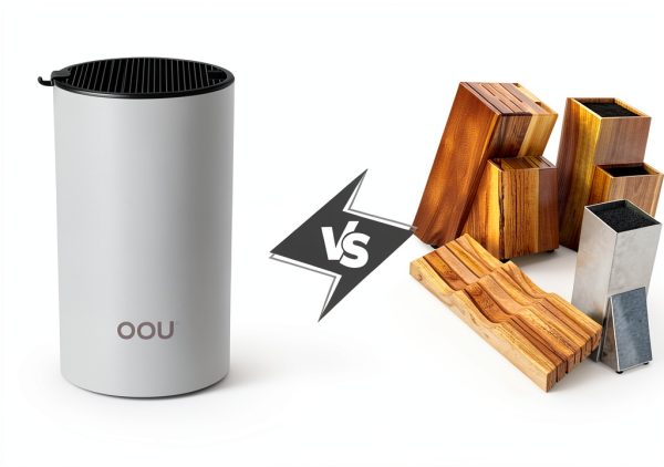 OOU Universal Knife Block Holder - Round Kitchen Knife Storage Unique Slot Design to Protect Blades, Space Saver Knife Organizer Detachable for Easy Cleaning, White-4