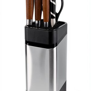 RedCall Kitchen Knife Holder,Stainless Steel Universal Knife Block for Kitchen Counter,Space-Saving Knife Storage Organizer Countertop,Knife Block Holder without Knives (Black)-0