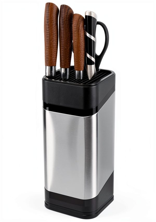 RedCall Kitchen Knife Holder,Stainless Steel Universal Knife Block for Kitchen Counter,Space-Saving Knife Storage Organizer Countertop,Knife Block Holder without Knives (Black)-0