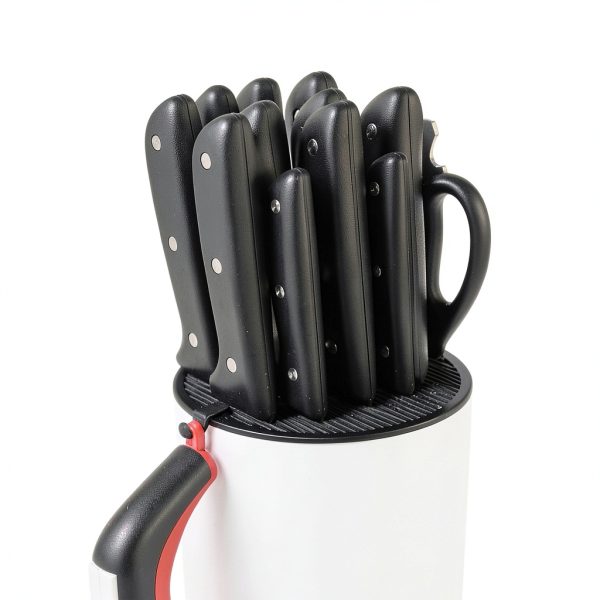 OOU Universal Knife Block Holder - Round Kitchen Knife Storage Unique Slot Design to Protect Blades, Space Saver Knife Organizer Detachable for Easy Cleaning, White-1