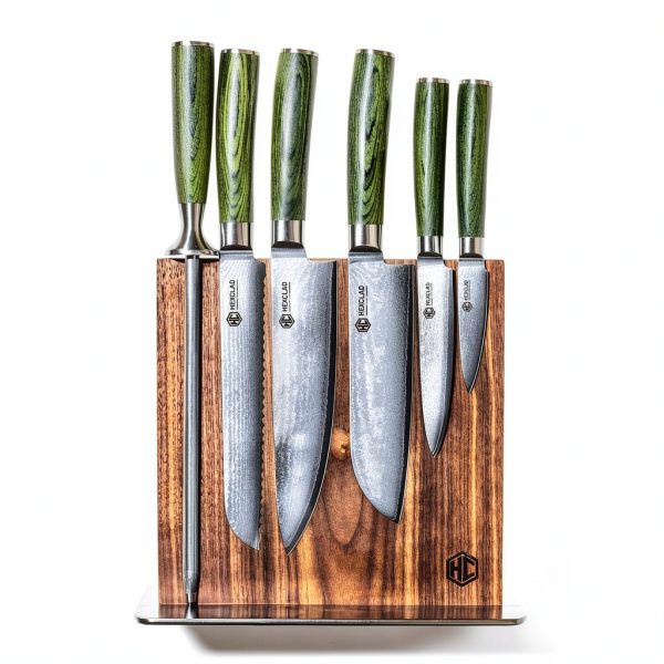 HexClad Magnetic Walnut Knife Block Holder with Enhanced Magnets-4
