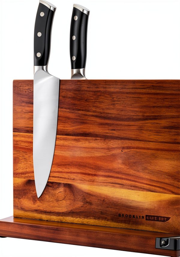 Magnetic Knife Block Acacia Wood Brooklyn Cutlery MKBAC Sharpener-0