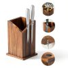 Magnetic Knife Holder Gourmetop Acacia Wood Block with Utensil Storage-5