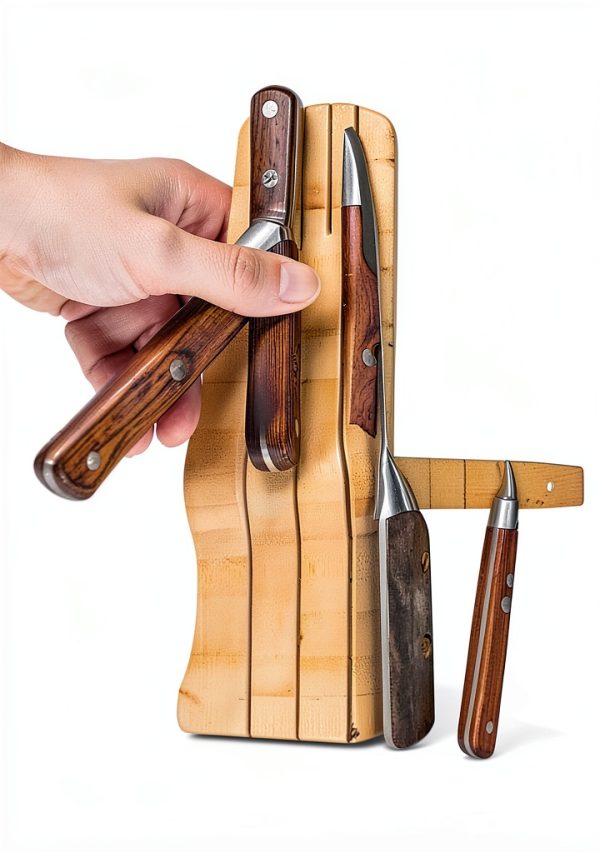 Bamboo Knife Block by Bellemain – 16 Slot Drawer Organizer, Brown-1
