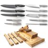 NIUXX Bamboo In-Drawer Knife Block Set for 16 Knives(Not Included), Large Kitchen Detachable Washable Cutlery Slot Organizer Storage Holder for Sharpening Steel and Cutter-6