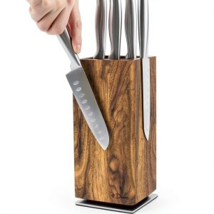 Magnetic Knife Block Dmore 360° Rotatable Acacia Wood Stand-0