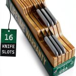 Bamboo Knife Block by Bellemain – 16 Slot Drawer Organizer, Brown-0