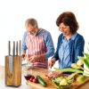 Magnetic Knife Block Dmore 360° Rotatable Acacia Wood Stand-5