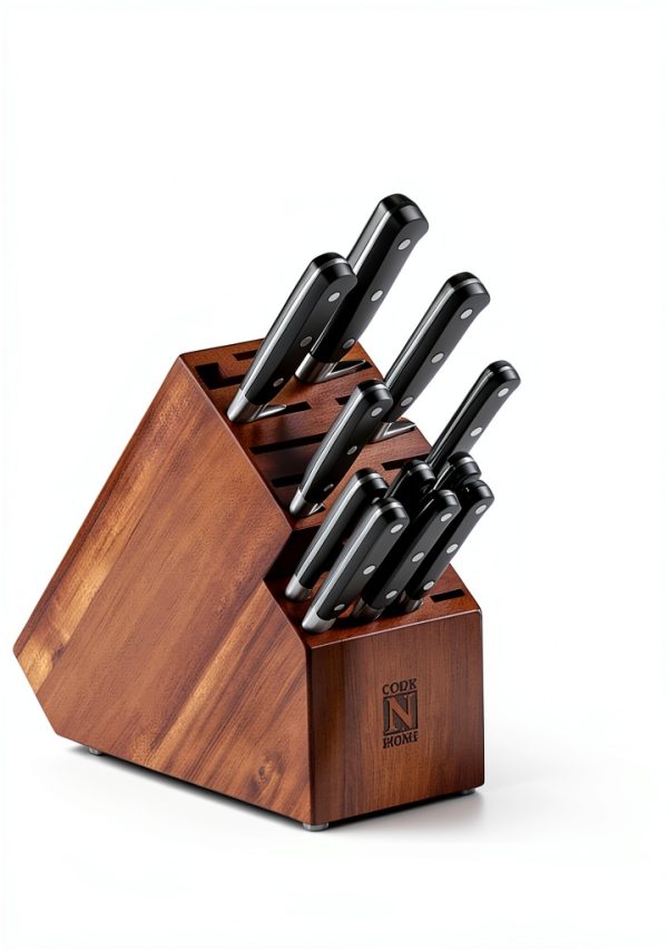 Acacia Wood Knife Block by Cook N Home 20 Slot Countertop Knife Holder-4