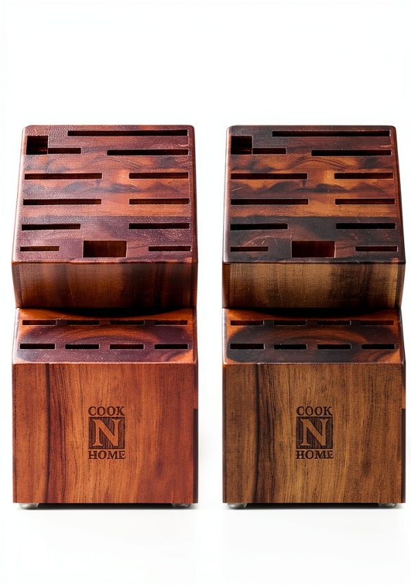 Acacia Wood Knife Block by Cook N Home 20 Slot Countertop Knife Holder-6