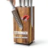 Magnetic Knife Block Dmore 360° Rotatable Acacia Wood Stand-3